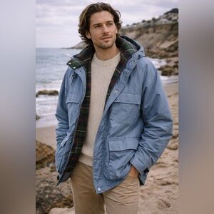 Vintage Penfield Blue Insulated Coat Plaid Lined Parka Men’s L Made in USA